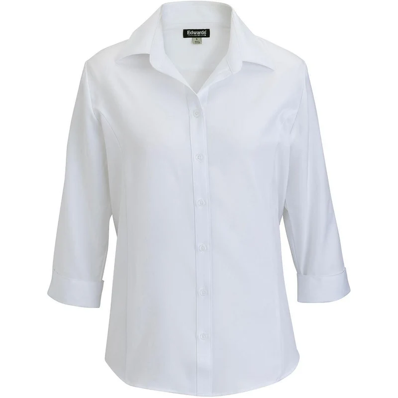 Edwards Flexbatiste Three Quarter Sleeve Women's Shirt White / XXS