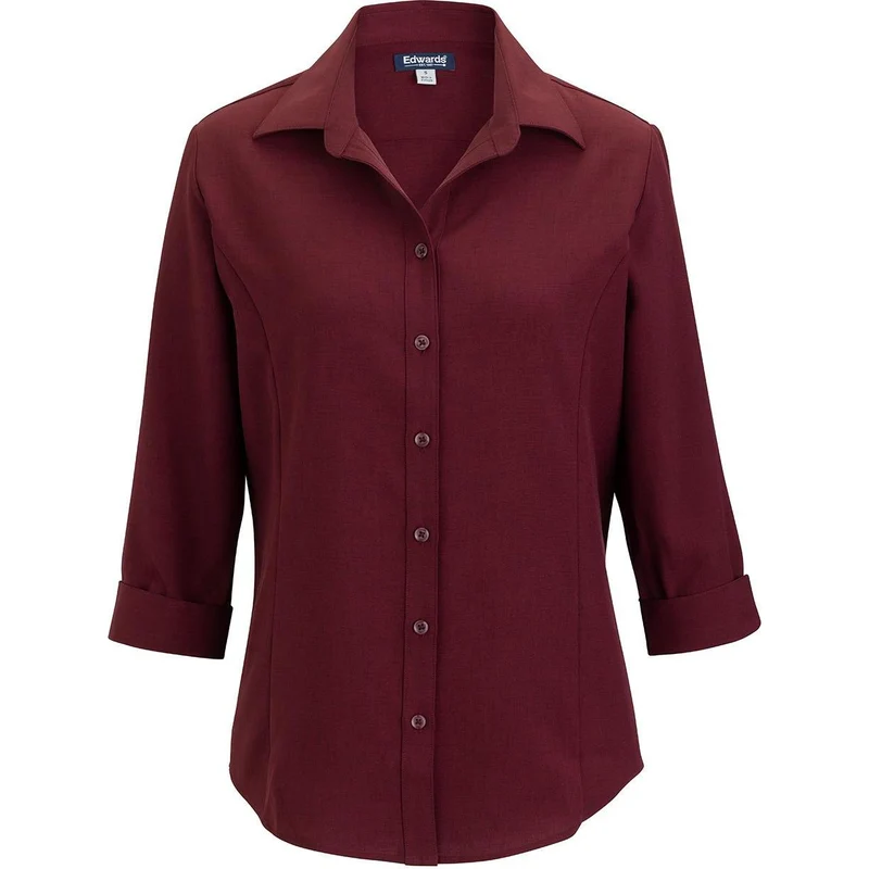 Edwards Flexbatiste Three Quarter Sleeve Women's Shirt Burgundy / S