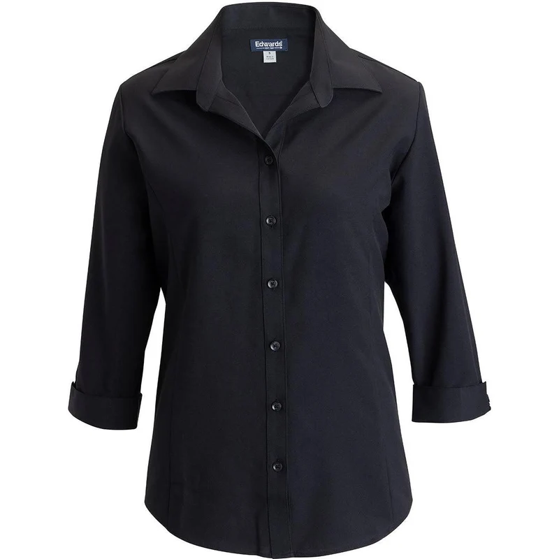 Edwards Flexbatiste Three Quarter Sleeve Women's Shirt Black / 2XL