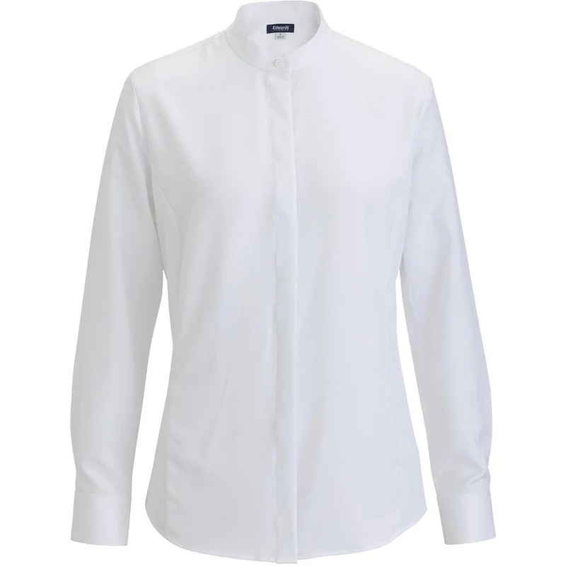 Edwards Flexbatiste Banded Collar Long Sleeve Women's Shirt White / S