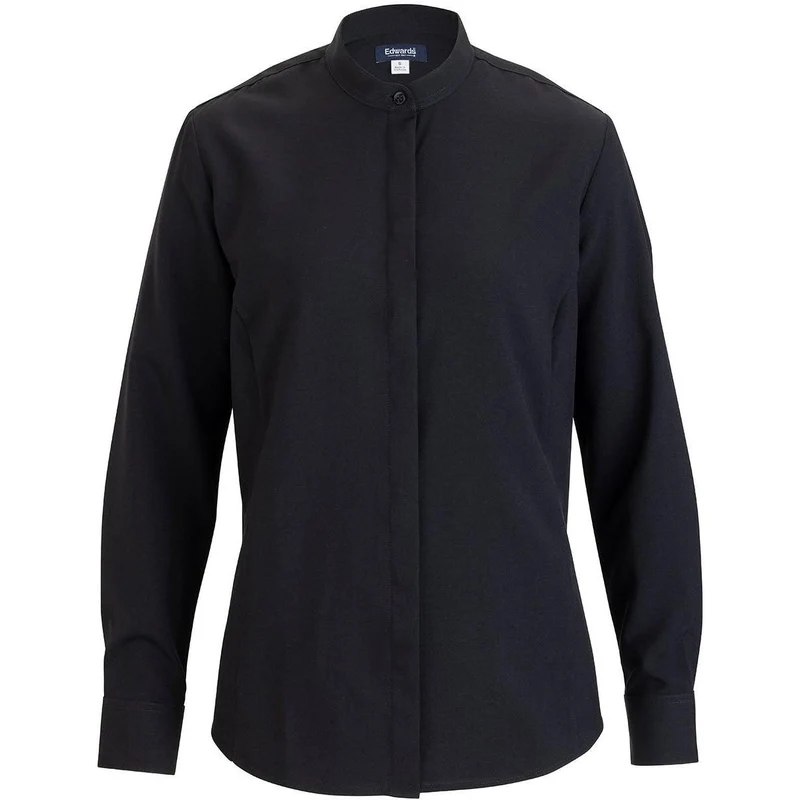 Edwards Flexbatiste Banded Collar Long Sleeve Women's Shirt Black / M