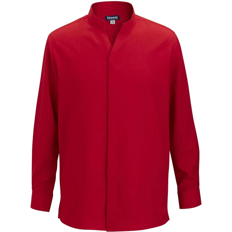 Edwards Flexbatiste Stand Up Collar Long Sleeve Mens Shirt Red / S