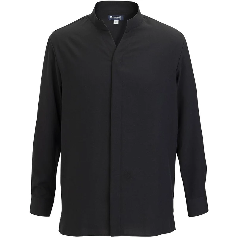 Edwards Flexbatiste Stand Up Collar Long Sleeve Mens Shirt Black / M
