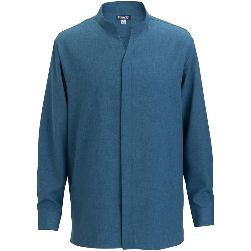 Edwards Flexbatiste Stand Up Collar Long Sleeve Mens Shirt Caribbean Blue / 3XL