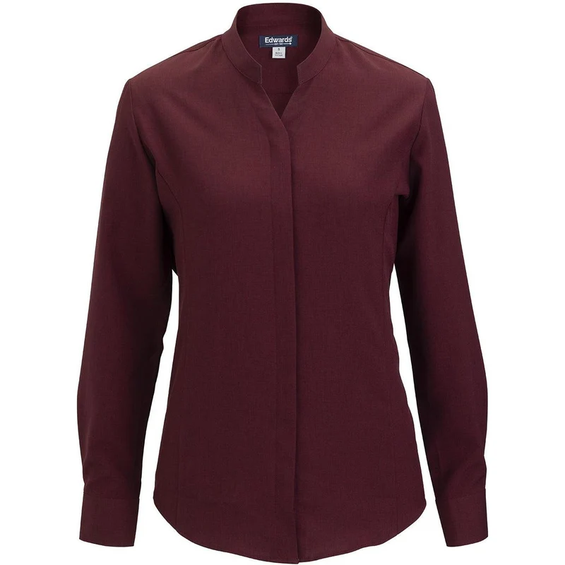 Edwards Flexbatiste Stand Up Collar Long Sleeve Women's Shirt Burgundy / M