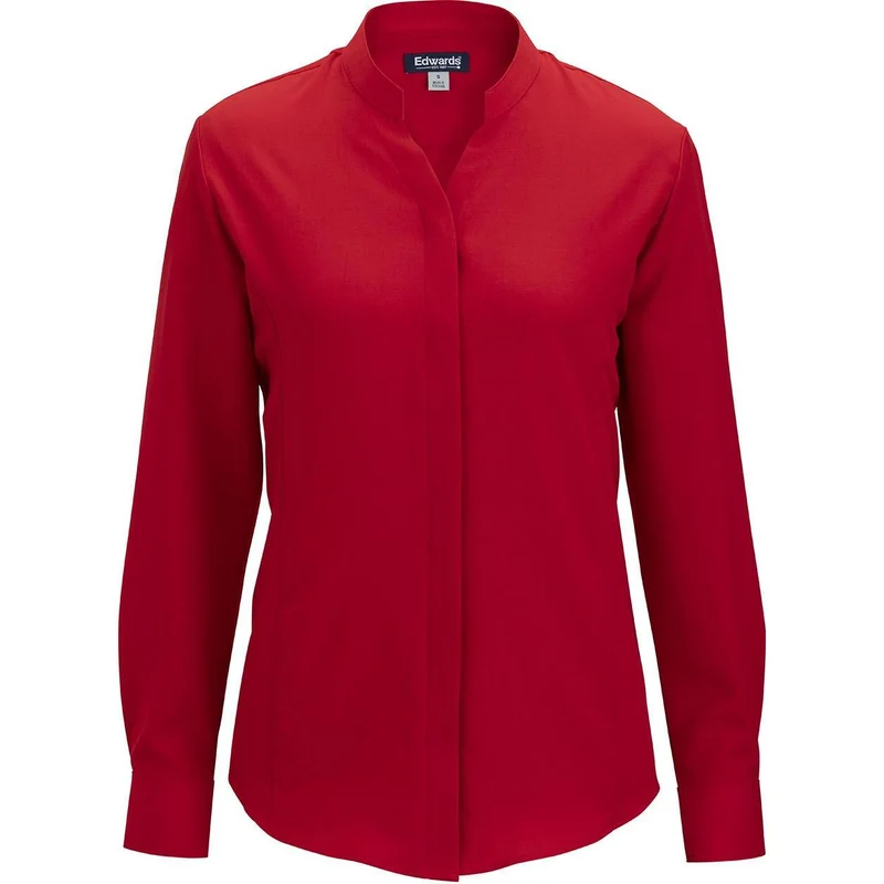 Edwards Flexbatiste Stand Up Collar Long Sleeve Women's Shirt Red / L