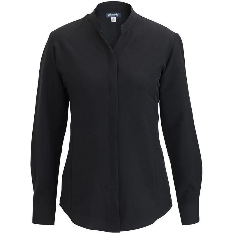 Edwards Flexbatiste Stand Up Collar Long Sleeve Women's Shirt Black / 2XL