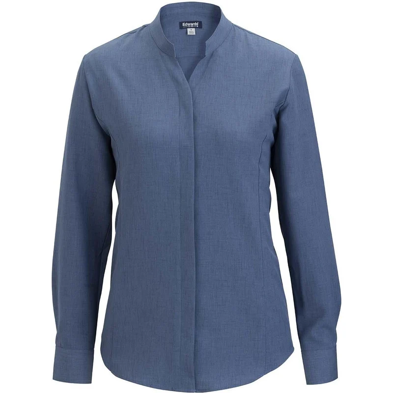 Edwards Flexbatiste Stand Up Collar Long Sleeve Women's Shirt Riviera Blue / 3XL