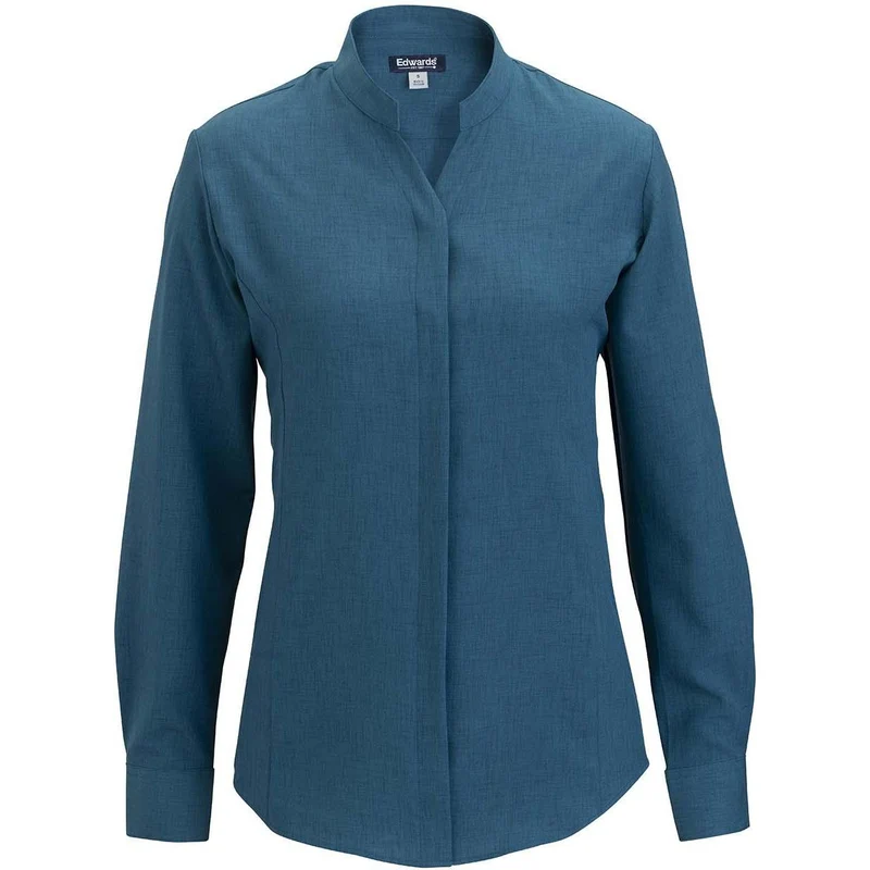 Edwards Flexbatiste Stand Up Collar Long Sleeve Women's Shirt Caribbean Blue / 3XL