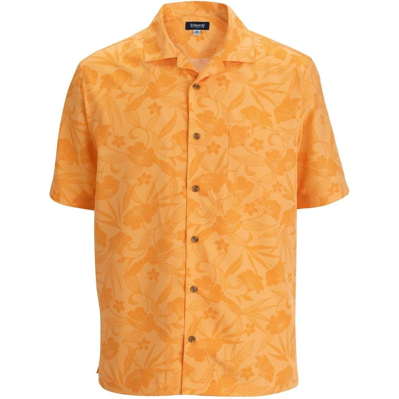 Edwards Camp Collar Unisex Shirt Tangerine Floral / XS