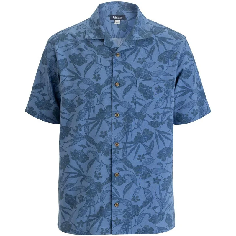 Edwards Camp Collar Unisex Shirt Riviera Blue Floral / 2XL