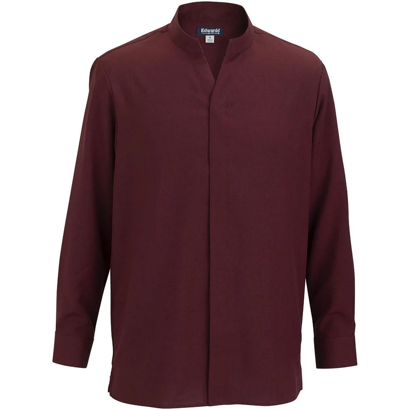 Edwards Flexbatiste Stand Up Collar Long Sleeve Mens Shirt Burgundy / XLT