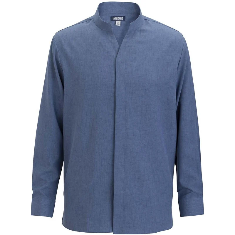 Edwards Flexbatiste Stand Up Collar Long Sleeve Mens Shirt Riviera Blue / 4XLT