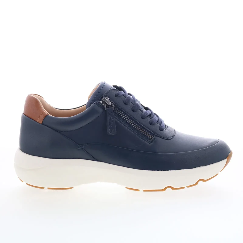 Clarks Tivoli Zip 26176649 Womens Blue Wide Leather Lifestyle Sneakers Shoes 7