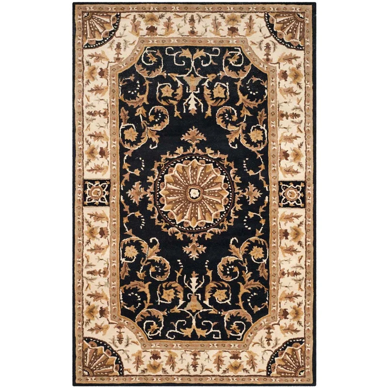Safavieh Empire 459 Rug, EM459 BLACK / IVORY / 7'-6" x 9'-6"