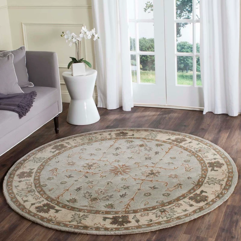 Safavieh Heritage 64A Rug, HG864A Green / Beige / 6' X 6' Square