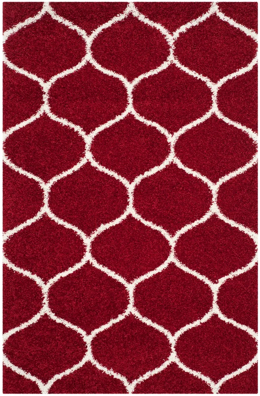Hudson Shag 280 Rug | Safavieh - SGH280 RED / IVORY / 8' x 10'