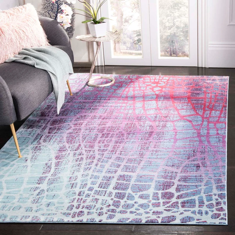 Safavieh Valencia 204 Rug, VAL204 Blue / Fuchsia / 3' X 5'