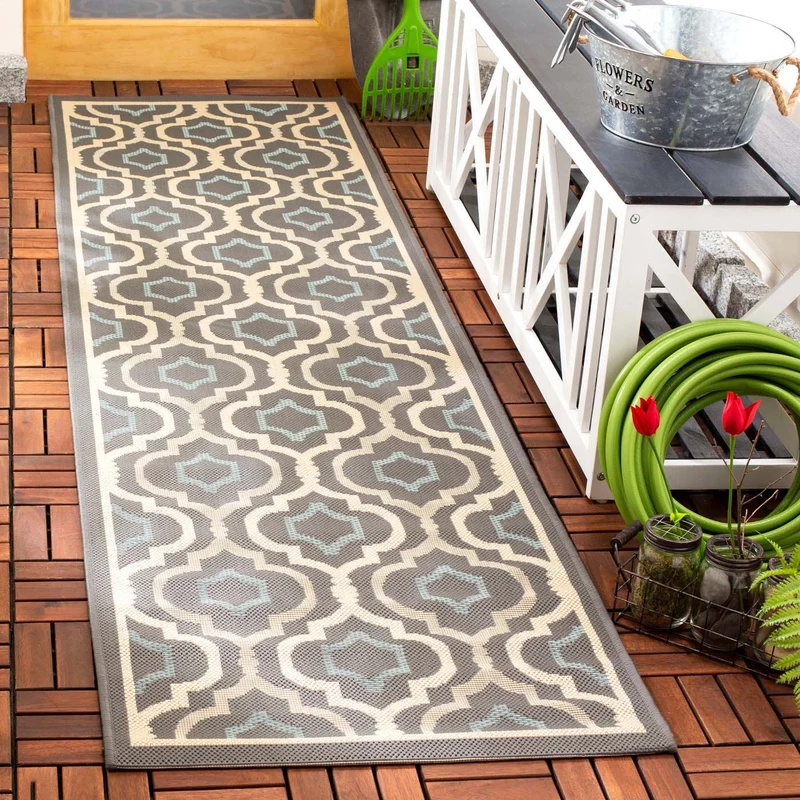 Safavieh Courtyard 938 Rug, CY7938 NAVY / BEIGE / 6'-7" X 6'-7" Round