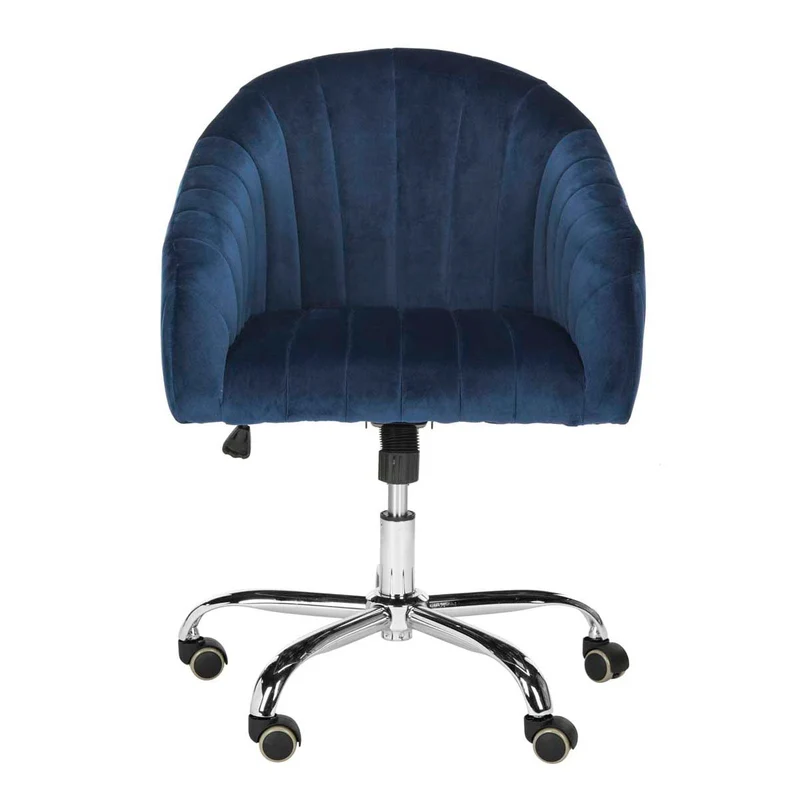Safavieh Themis Chrome Leg Swivel Office Chair, OCH4503 Navy / Chrome / 24" x 22" x 32.3"