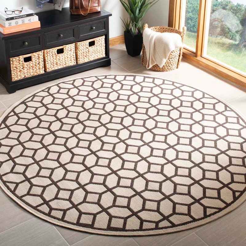 Safavieh Linden 100 127 Rug, LND127 Natural / Brown / 6'-7" X 6'-7" Round