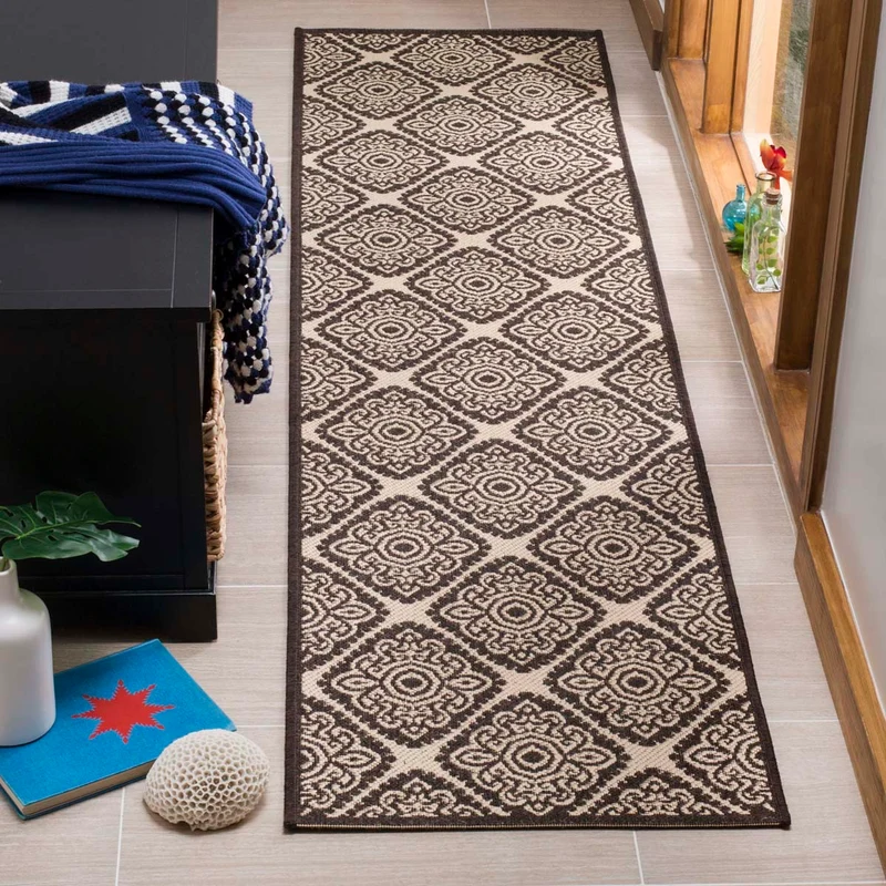 Safavieh Linden 100 132 Rug, LND132 Creme / Brown / 2' X 8'