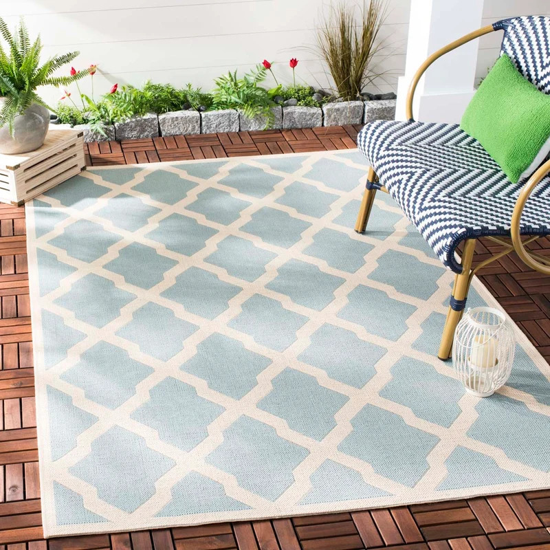 Beach House 122 Rug | Safavieh - BHS122 Aqua / Cream / 5'-3" X 7'-6"