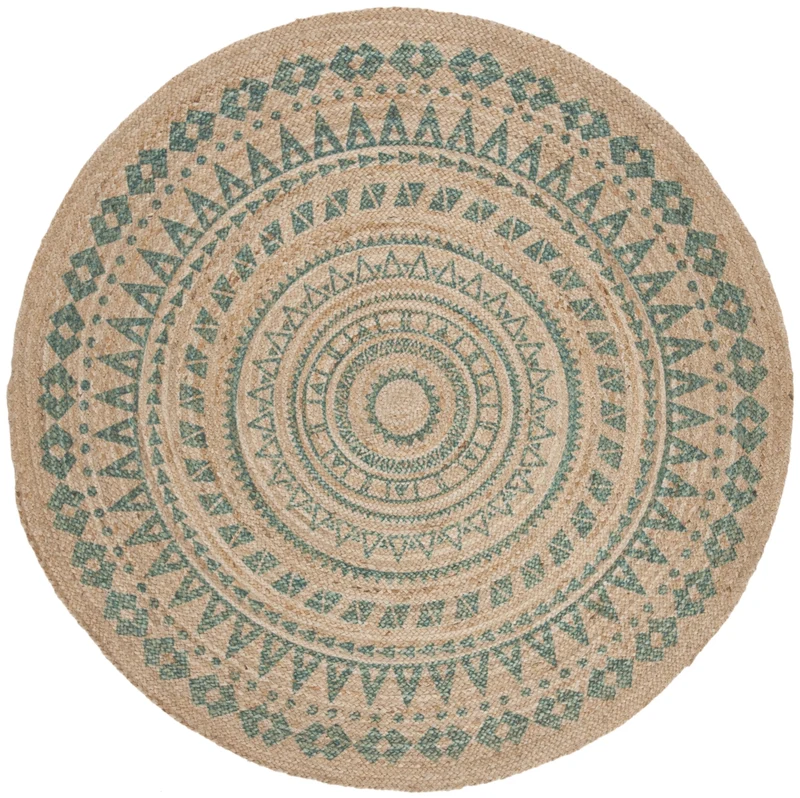 Natural Fiber 802 Rug | Safavieh - NF802 AQUA / NATURAL / 4'-0" x 4'-0" Round