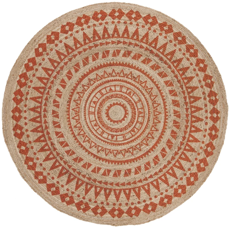 Natural Fiber 802 Rug | Safavieh - NF802 ORANGE / NATURAL / 4'-0" x 4'-0" Round