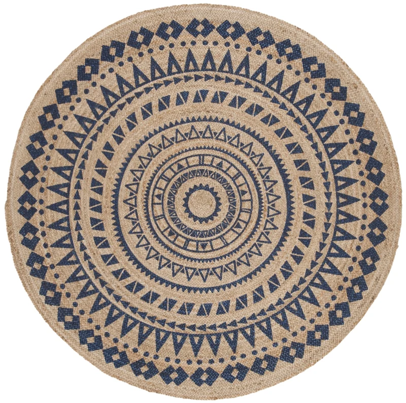 Natural Fiber 802 Rug | Safavieh - NF802 ROYAL BLUE / NATURAL / 4'-0" x 4'-0" Round