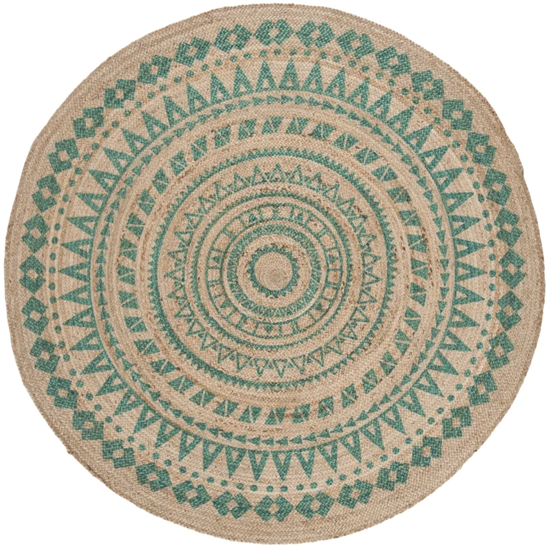 Natural Fiber 802 Rug | Safavieh - NF802 TEAL / NATURAL / 5'-0" x 5'-0" Round
