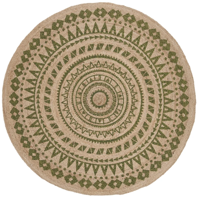 Natural Fiber 802 Rug | Safavieh - NF802 GREEN / NATURAL / 5'-0" x 5'-0" Round