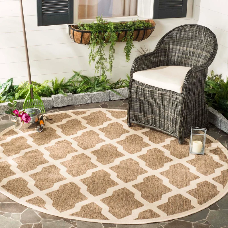 Safavieh Beach House 122 Rug, BHS122 Beige / Cream / 6'-7" X 6'-7" Round