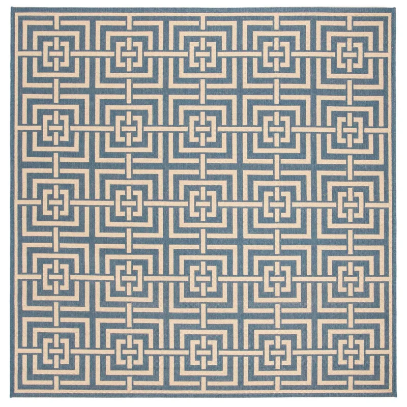 Safavieh Beach House 128 Rug, BHS128 Blue / Creme / 6'-7" X 6'-7" Square