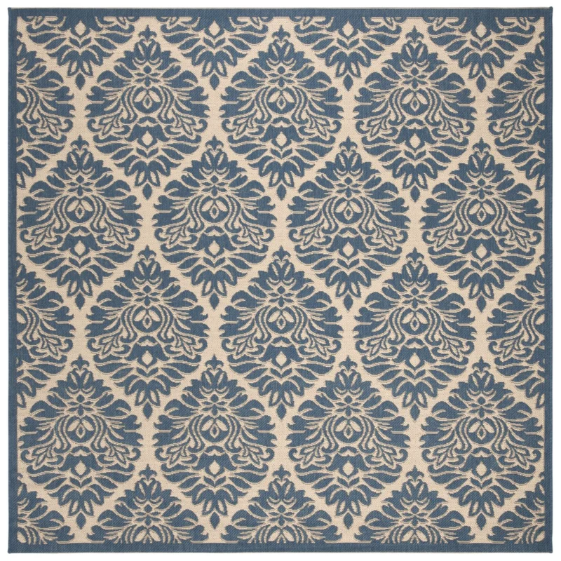 Safavieh Beach House 135 Rug, BHS135 Cream / Blue / 6'-7" X 6'-7" Square