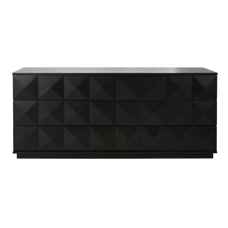 Safavieh Couture Patty 6 Drawer Dresser, SFV7206 Black / 63" X 17.7" X 27"