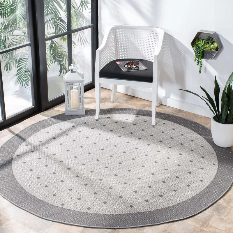 Safavieh Bermuda 801 Rug, BMU801 Grey / Ivory / 6'-7" X 6'-7" Round