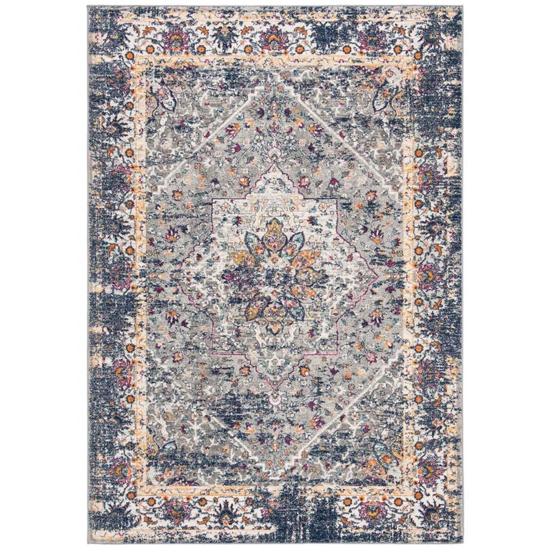 Safavieh Evoke 288 Rug, EVK288 Grey / Navy / 6'-7" X 9'