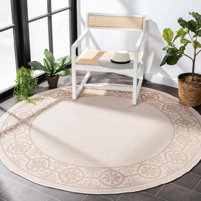 Safavieh Bermuda 815 Rug, BMU815 Ivory / Beige / 6'-7" X 6'-7" Round