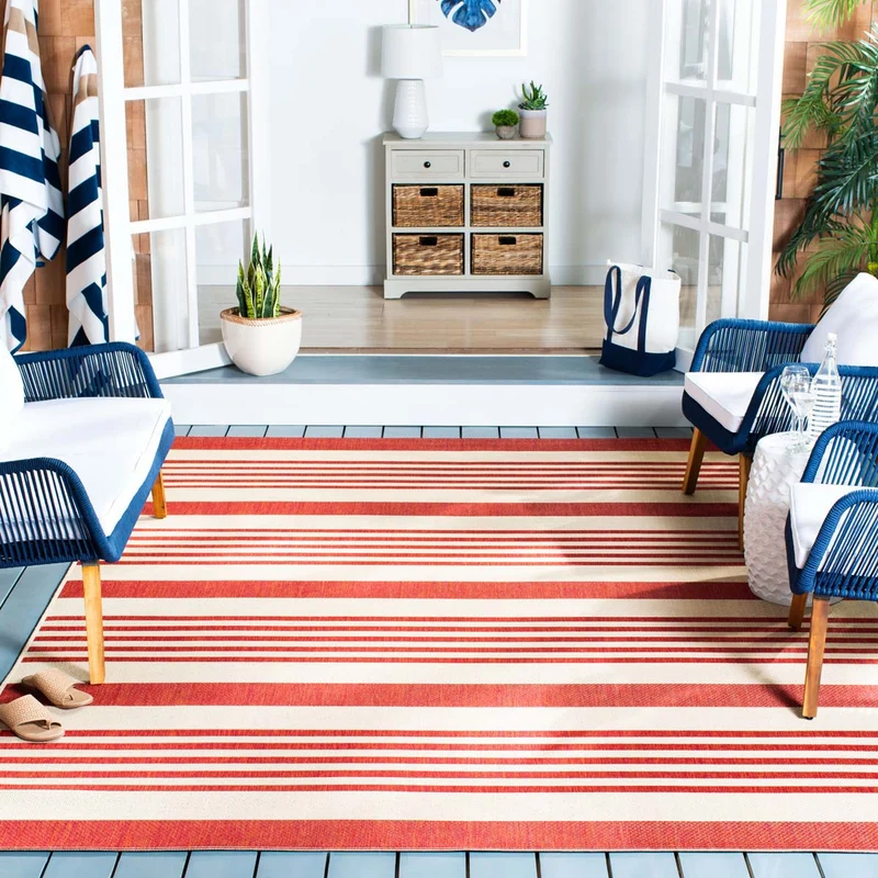 Safavieh Beach House 222 Rug, BHS222 Beige / Red / 9' X 12'