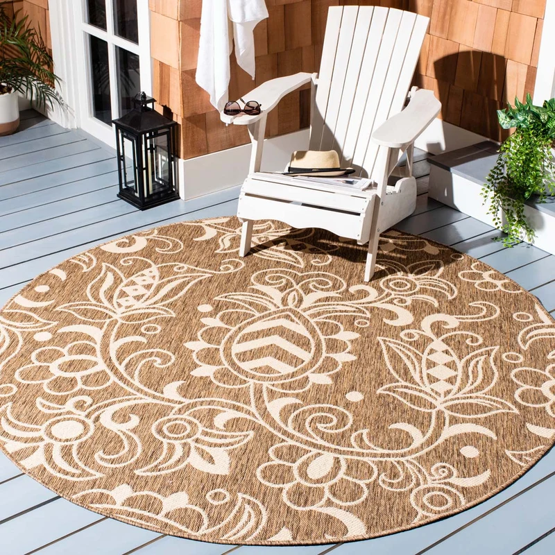 Safavieh Beach House 246 Rug, BHS246 Brown / Beige / 6'-7" X 6'-7" Round