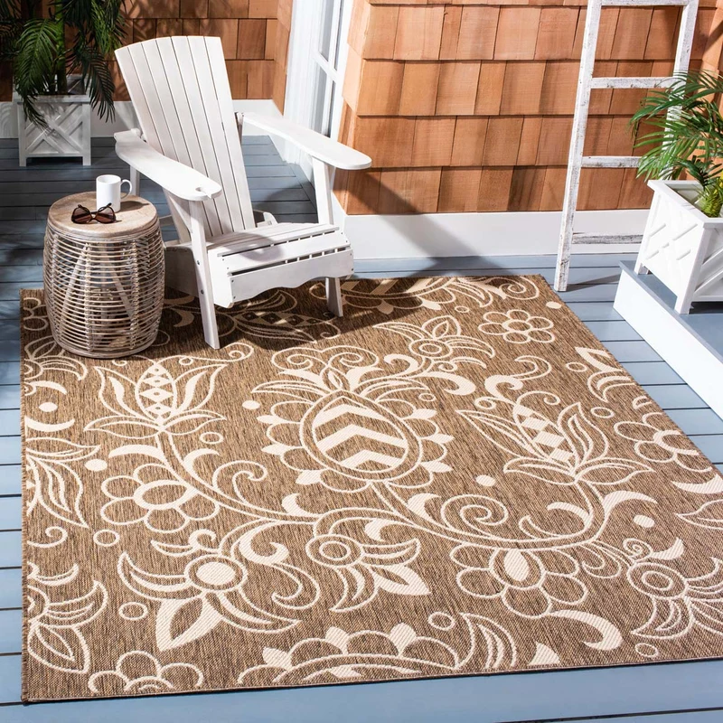Safavieh Beach House 246 Rug, BHS246 Brown / Beige / 6'-7" X 6'-7" Square