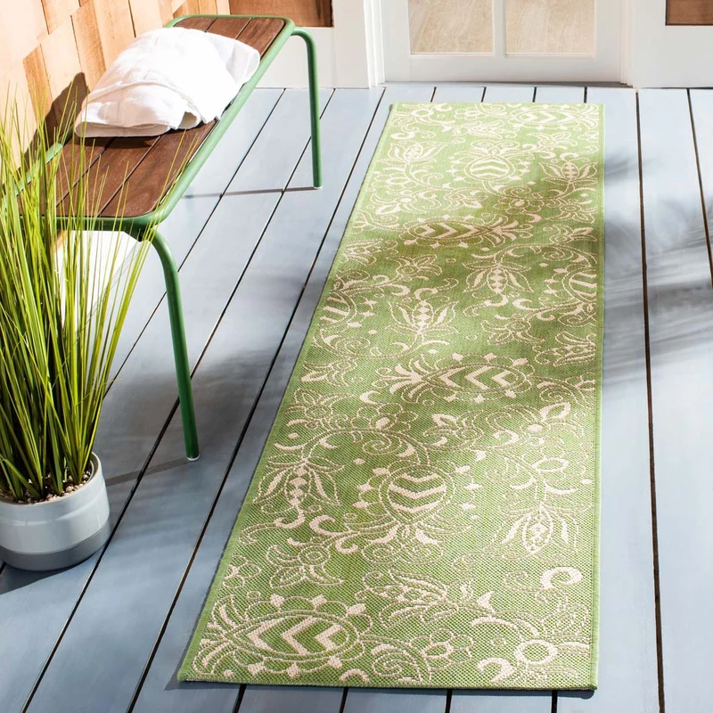 Safavieh Beach House 246 Rug, BHS246 Green / Beige / 2'-2" X 8'