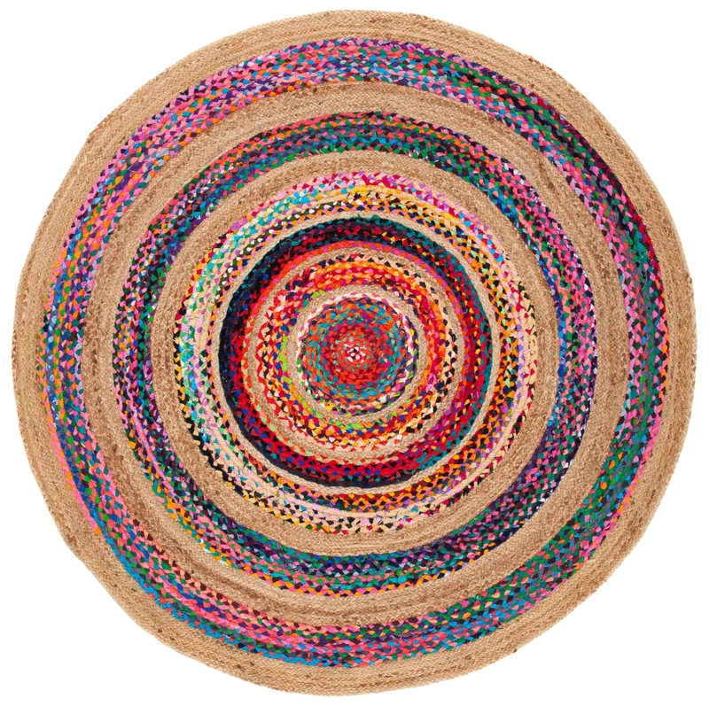 Natural Fiber 301 Rug | Safavieh - NFB301 PINK / NATURAL / 6'-0" x 6'-0" Round