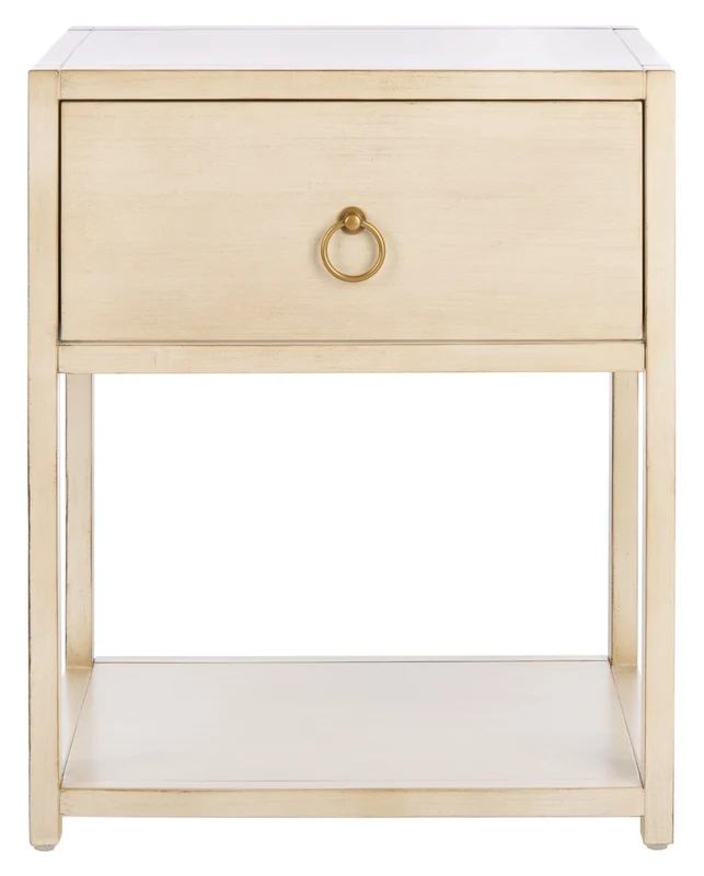 Safavieh Sadie One-Drawer One-Shelf Nightstand, NST9201 ANTIQUE WHITE / 21" X 17.2" X 26"