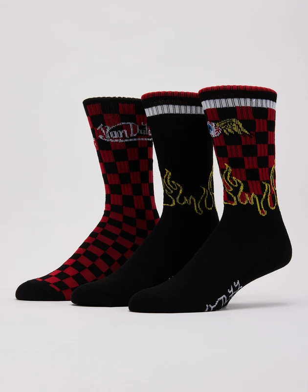 Von Dutch Flame Check Crew Socks 3-Pack 1 SIZE