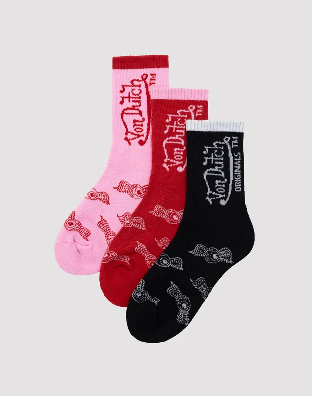 Von Dutch Quarter Crew Socks 3-Pack 1 SIZE