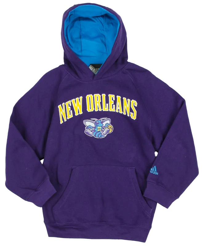 Adidas NBA Basketball Youth Boys New Orleans Hornets Pullover Hoodie, Purple X-Large (18-20)