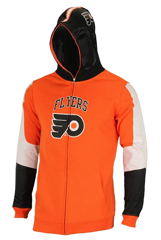 NHL Youth Philadelphia Flyers Full Zip Helmet Masked Hoodie, Orange Small (8)