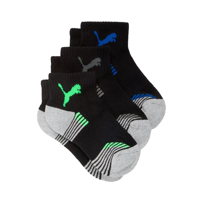 3 Pack 1/2 Terry Quarter Crew Socks (Youth) 7-8.5